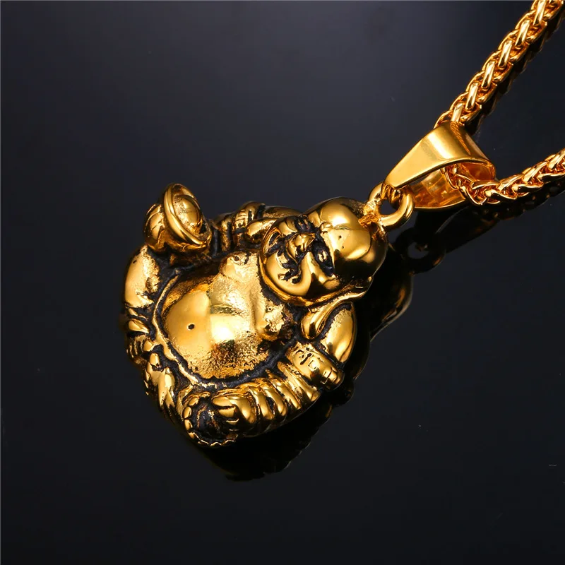 Ожерелье &quotБудда&quot и подвески из нержавеющей стали золотого цвета оптовая