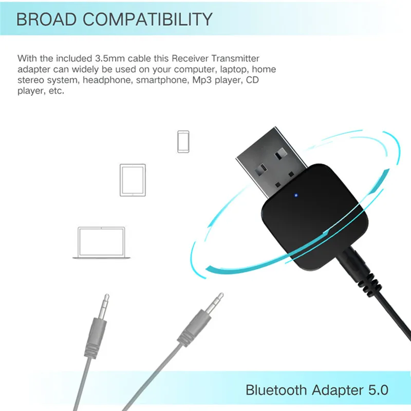 Беспроводной bluetooth приемник KEBIDU 3 5 мм стерео аудио USB музыкальный адаптер Mini Bluetooth