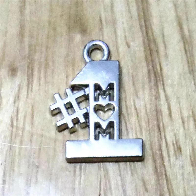 

50pcs #1 mom gift Zinc Alloy Rhodium Plating charm