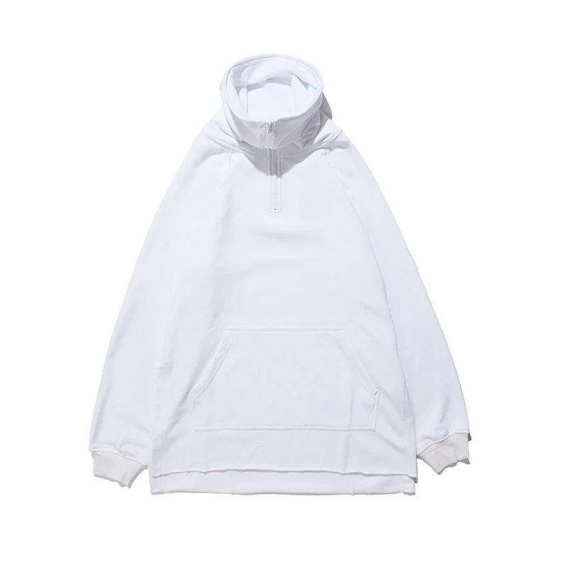 

Zipper High Neck Loose Pullover Men Casual Autumn Long Sleeve Black Tops Side Open Hoodies High Street Ninja Man Fashion Clothes