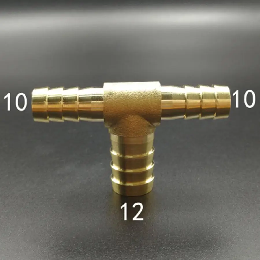 

Brass Hose Barb Reducer Fitting Tee 3 Way Splitter 10-12-10mm Water Gas