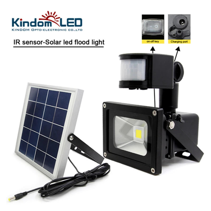 Free shipping 10W COB Outdoor LED Solar Light FloodLight Garden lamp IR Motion Sensor LED Solar Lighting IP65 Waterproof