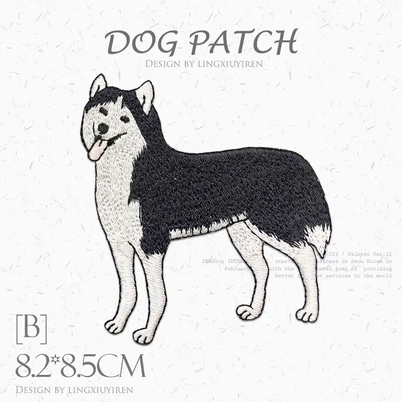 

1PCS Husky Puppy Cute Dog Patches Iron Sticker for Clothing Decoration Good Quality Embroidery Animal Patches for Kids Clothes