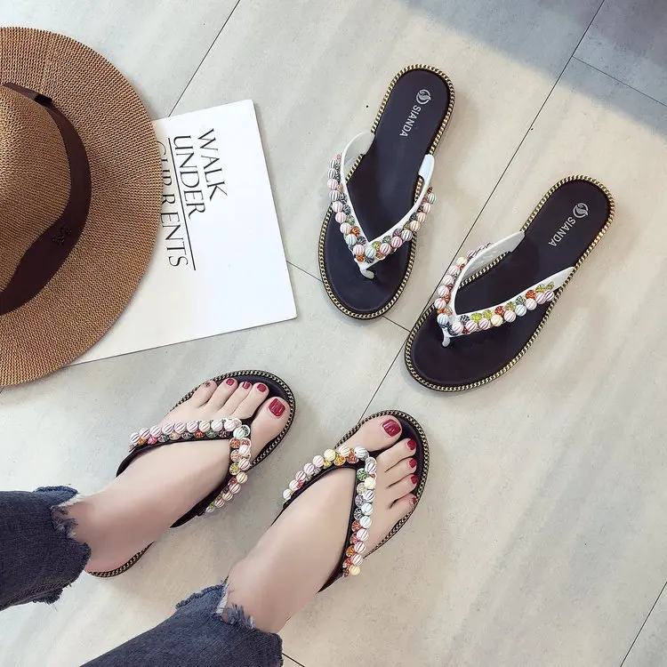 Шлепанцы женские на платформе открытый носок низкая плоская подошва уличные