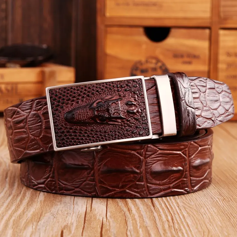 Ремень мужской кожаный с пряжкой крокодиловая кожа | Аксессуары для одежды