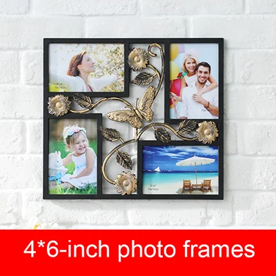 Black 4x6 ''белый 4 отверстия стены коллаж фоторамка | белая рамка для картины из ПВХ селфи галерея коллаж настенный монтаж дизайн - Цвет: Black