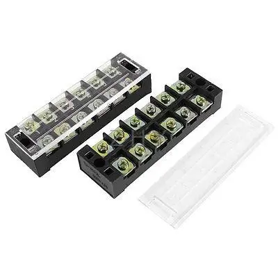 

2PCS TB-4506L 600V 45A Dual Rows 6P Covered Barrier Screw Terminal Block
