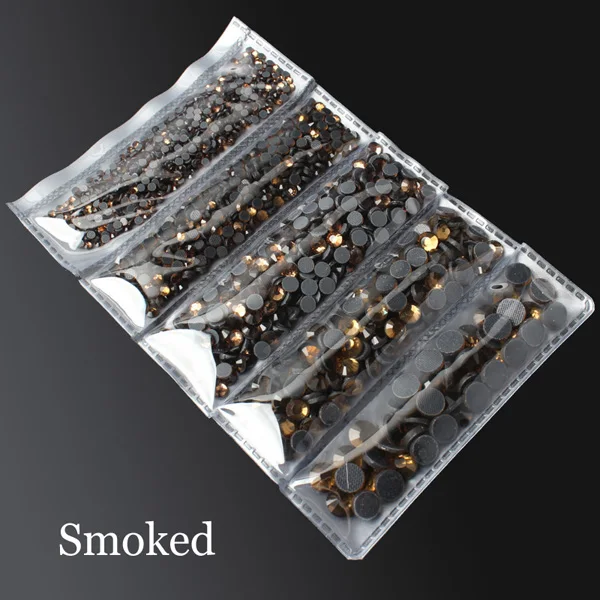 Smoked topaz 2000 шт разные размеры Горячая фиксация Стразы SS6-SS30 5 размеров отдельная упаковка с плоской задней частью камни - Цвет: Smoked topaz