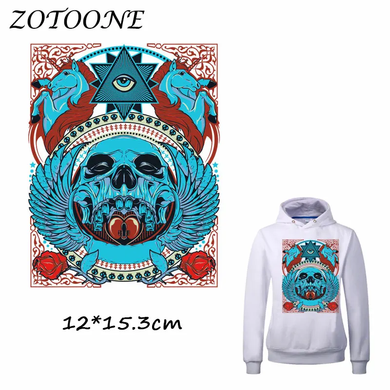 

ZOTOONE Cool Horse Skull Patches Heat Transfer Clothes Stickers Patches for T Shirt Jeans Iron-on Transfers DIY Applique Clothes