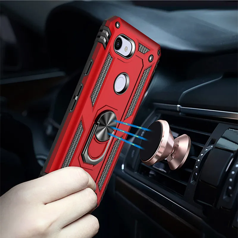 Armor Holder Case For Google Pixel 3A Car Magnetic Phone PC+TPU Shockproof Anti-Fall Back Cover XL | Мобильные телефоны и