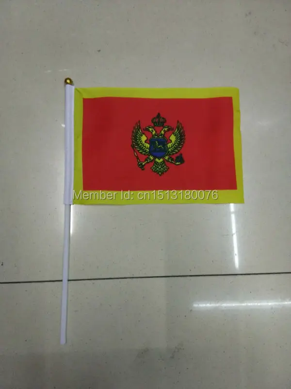 Флаги мира напечатанные полиэстер 14*21 см Montenegro маленький флажок 100 шт./пакет с пластиковым стержнем