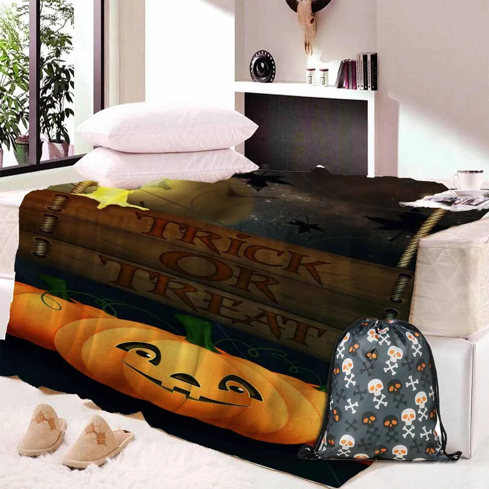 Blanket Bag 7 Мягкий фланелевый скелет, череп на Хэллоуин голова паук чистая кошмар пледы тепло мягкий плюшевый диван кровать Прямая поставка - Цвет: Blanket Bag 7
