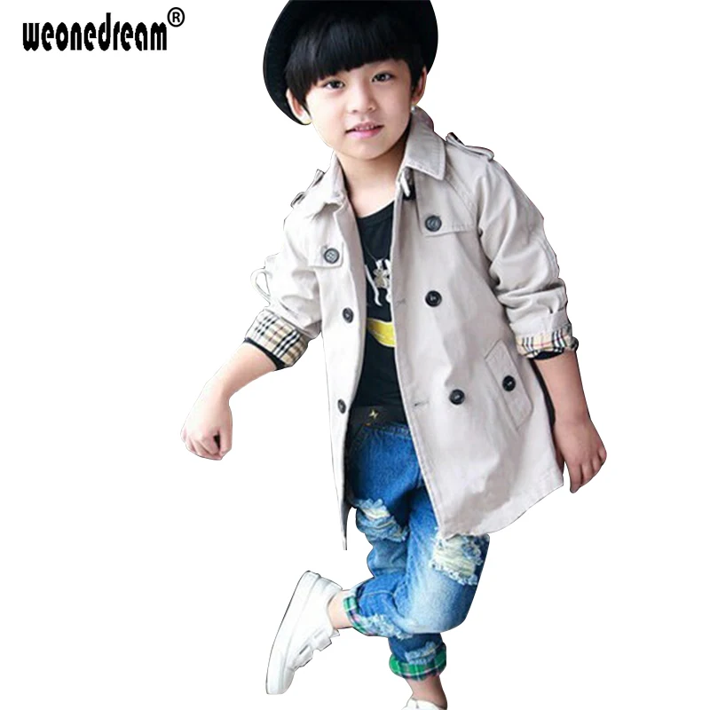 Плащ для мальчиков двубортный новинка 2017 года верхняя одежда с длинными рукавами