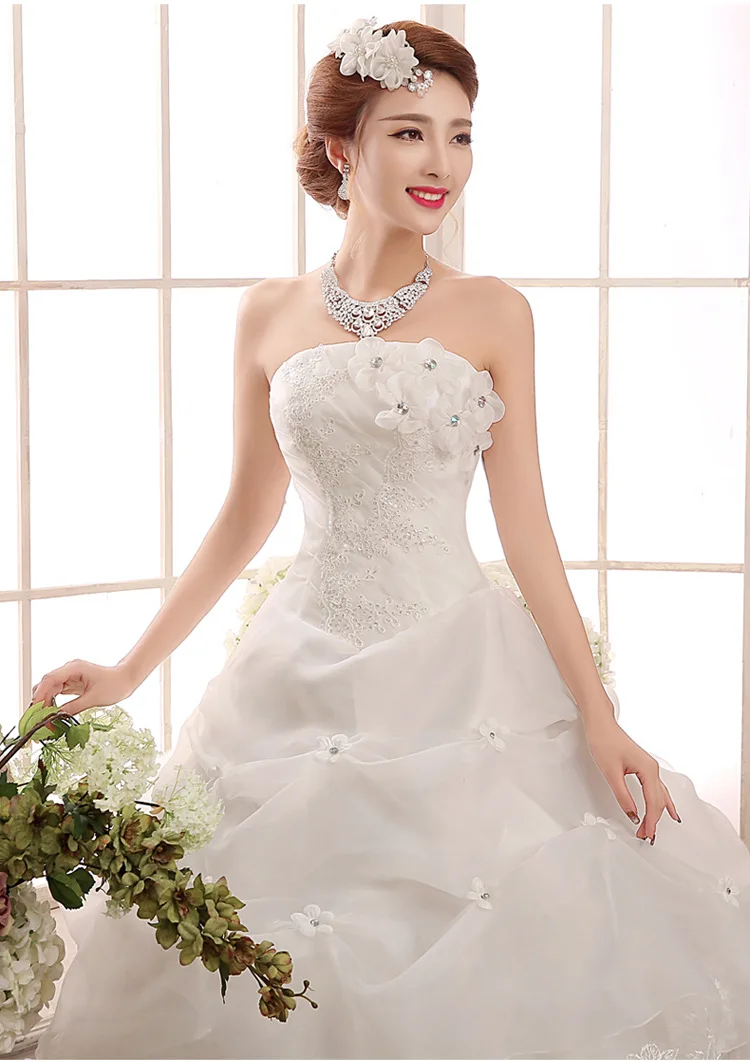 Свадебное платье 2019 бальное простой драпированное из фатина с цветочным принтом