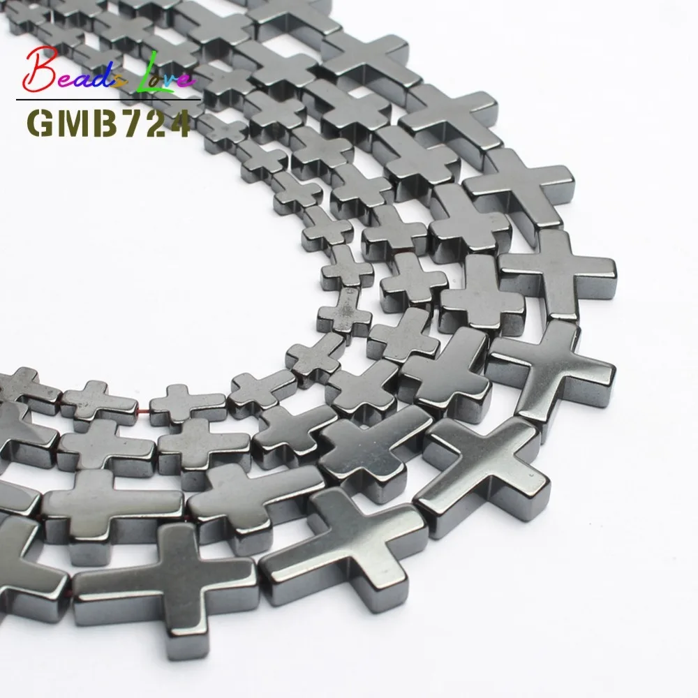 Бусины из натурального камня бусины Креста черного гематита для изготовления