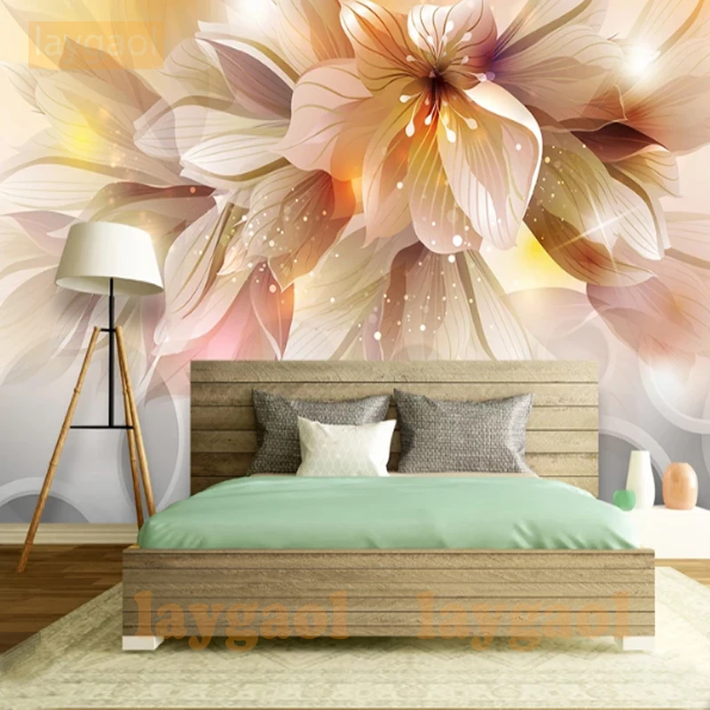 Оранжевый 3D обои простая Мода Иллюзия цветок фон настенные росписи гостиная