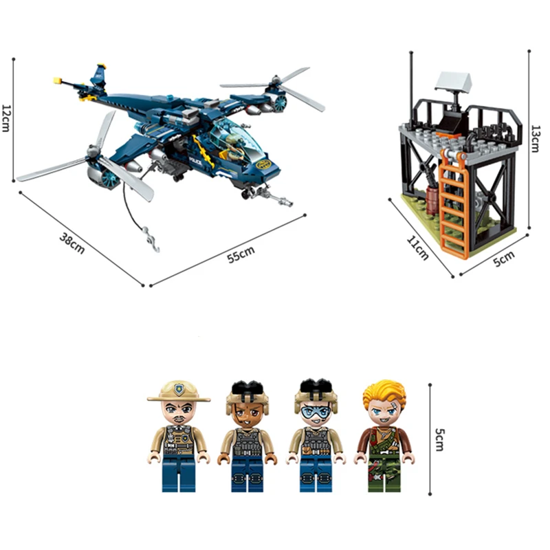 

Jurassic Parked Blue's Helicopter Pursuit 405pcs Bricks Lepining Jurassic World Model Building Blocks Toys For Children