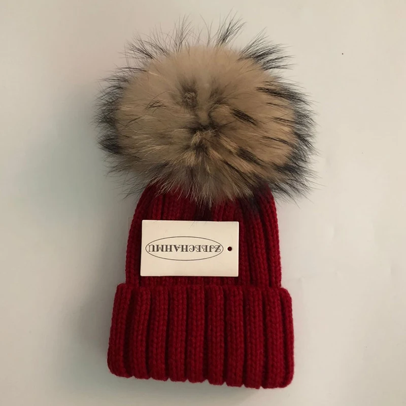 Модные шапочки из натурального Лисьего меха норки pompoms15 см облегающие шапки для