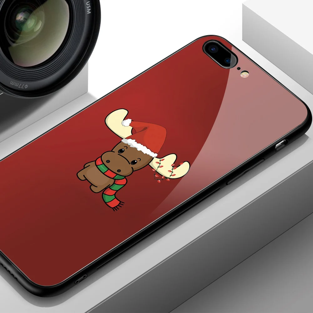 FinderCase для iPhone XR чехол Рождественская елка олень Закаленное стекло задняя крышка чехол для iPhone 6 6s 7 8 Plus XS Max XR X - Цвет: Бежевый