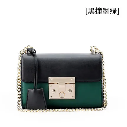 black and green T0006 модная женская мини-сумка через плечо с цепочкой, Маленькая женская сумка, женские сумки из натуральной кожи, женские сумки - Цвет: black and green