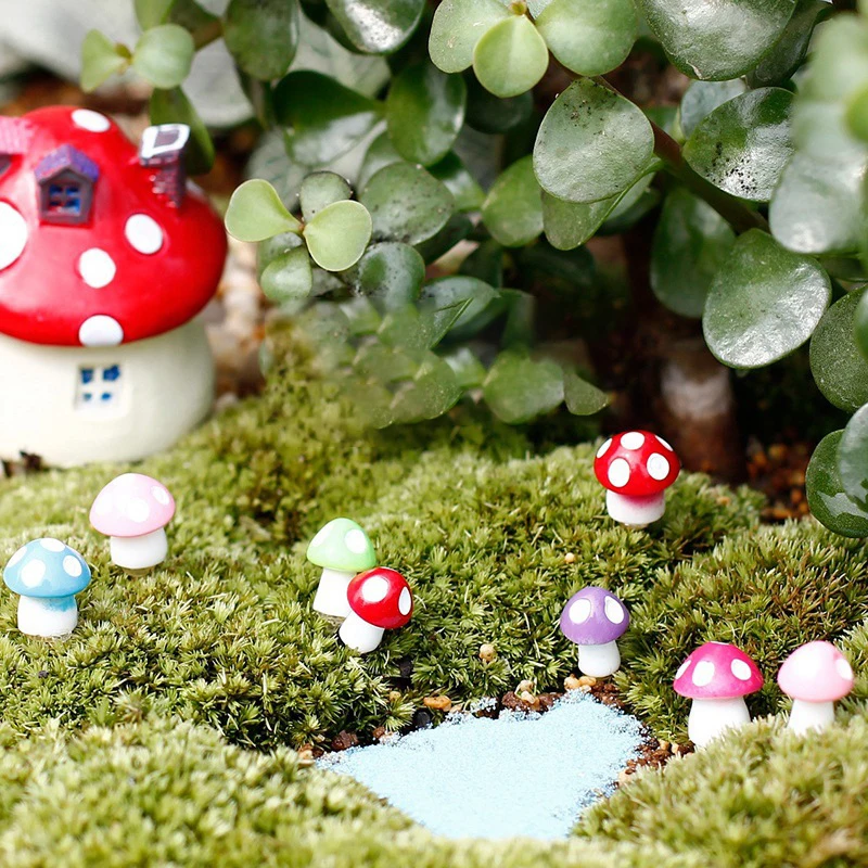 10 шт./компл. Мини Разноцветные модели грибов милые миниатюрные грибы для дома