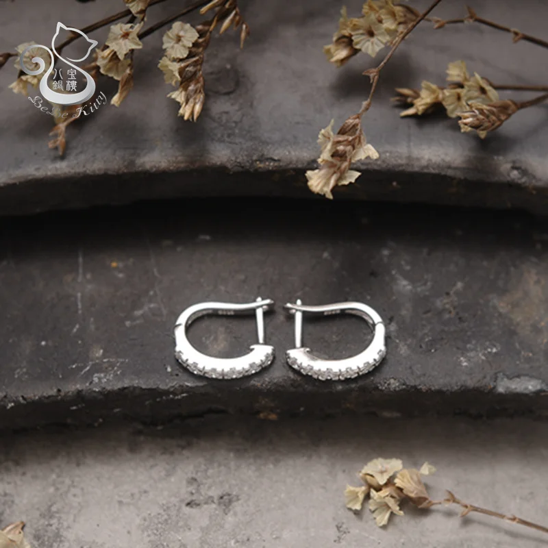 Женские серьги-кольца из серебра 925 пробы с фианитом | Украшения и аксессуары