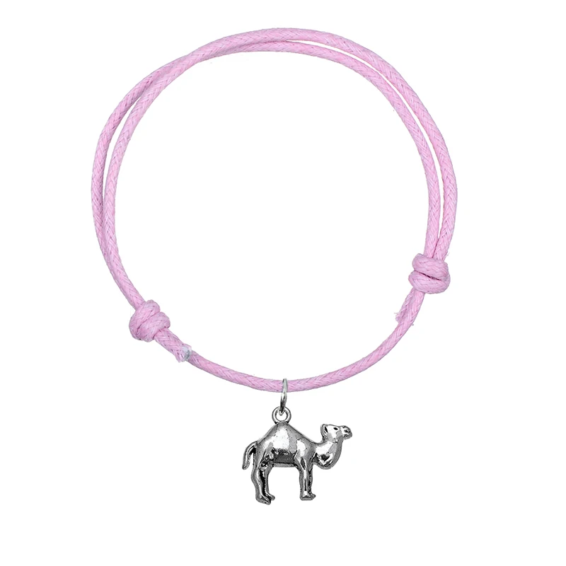 pink Walapara Двусторонняя тибетская Посеребренная верблюжья Подвеска Амулет браслет ручной работы Регулируемая цепочка модные украшения - Окраска металла: pink