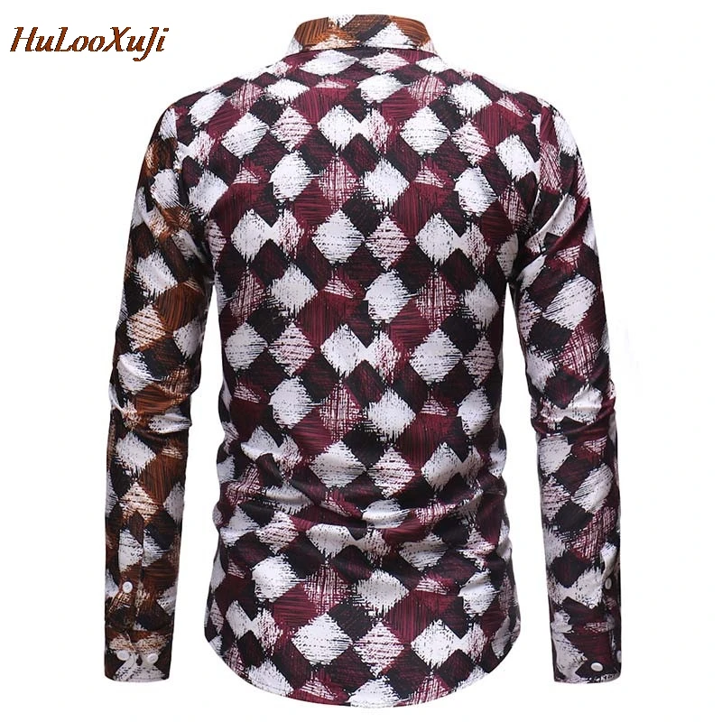 HuLooXuJi Men Spring Shirt Plaid Basic Casual Business Turn Down Collar Slim Fit Tops Blouses US Size:M-2XL | Мужская одежда