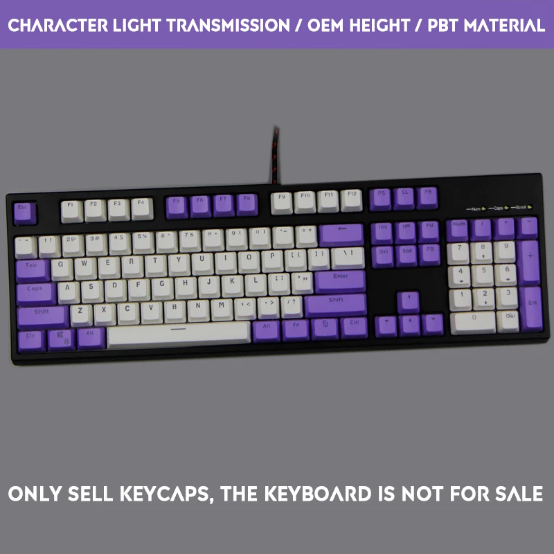 Purple-White 104 ключ PBT Дождевая капля Dolch Заказная двойная цветная клавишная крышка слово прозрачная подсветка колпачки для Cherry MX механическая клавиатура - Цвет: Purple-White