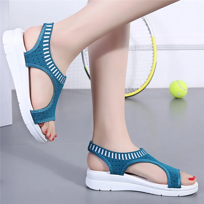 Женские дышащие сандалии Женская обувь летние удобные на танкетке плоской