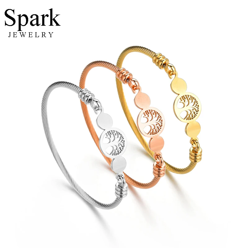 Spark полые Древо жизни кулон браслеты 3 цвета нержавеющая сталь для женщин девушек