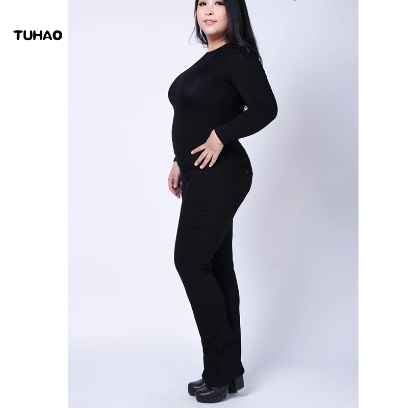 TUHAO Весна размера плюс 5xl 4xl 3xl женские брюки с высокой талией брюки черные темно-синие женские эластичные брюки YH21