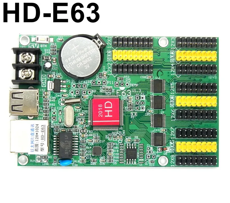 HD-E63 Ethernet+ с usb-портом, светодиодная контрольная карта 1024*128 пикселей светодиодная экран дисплея DMX контроллер с движущейся иконкой Сообщения доска