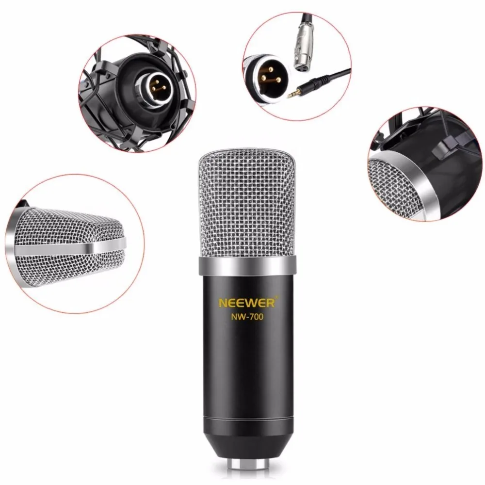 Neewer NW-700 Профессиональный Конденсаторный Микрофон для вещания и записи для Студии и NW-35 Регулируемая Подставка для Микрофона Рычаг Стенд с ожничной рукой и Монтажным Зажимом Микрофон Комплект для Студии