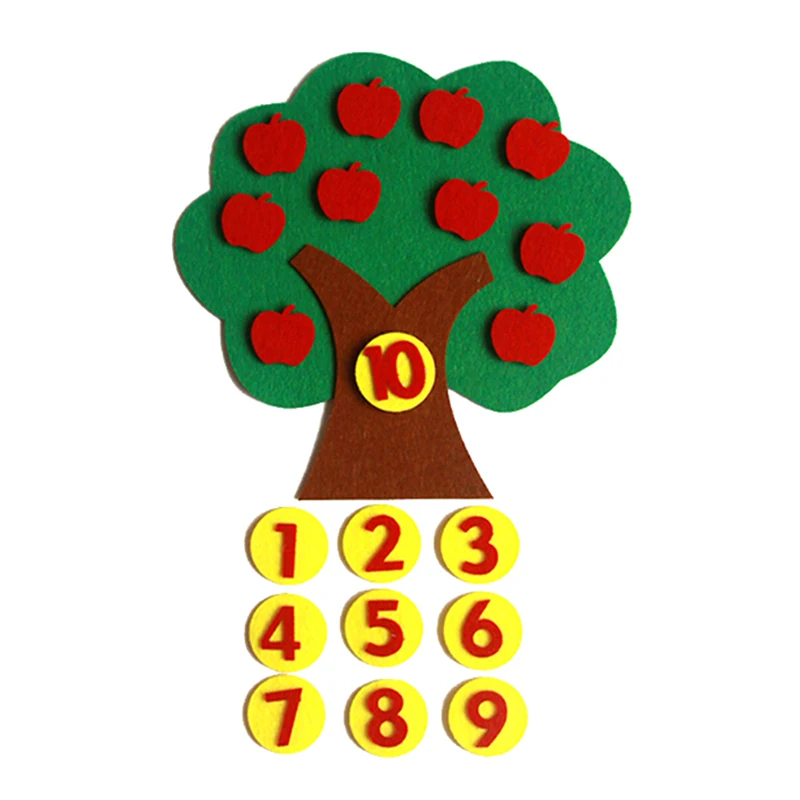 

Нетканые яблони 1-10, цифровые игрушки для детского сада с математической зоной, самостоятельное изготовление, Набор пазлов с цифрами, матери...