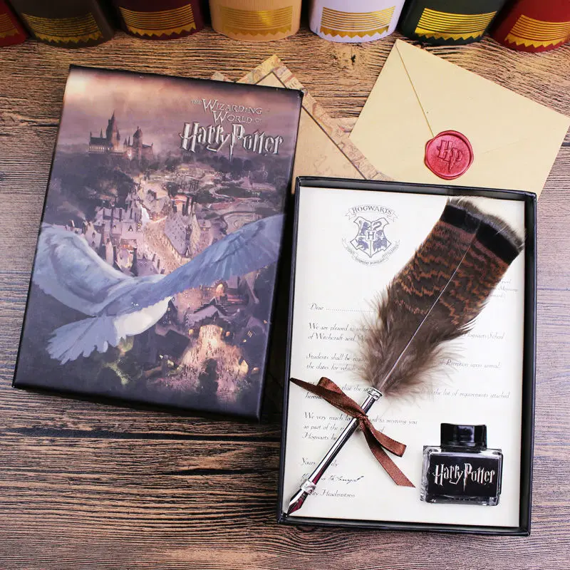 Harry Potter Feather Pen With Hogwarts School Admission Letter have seal wax stamp set for choose | Канцтовары для офиса и