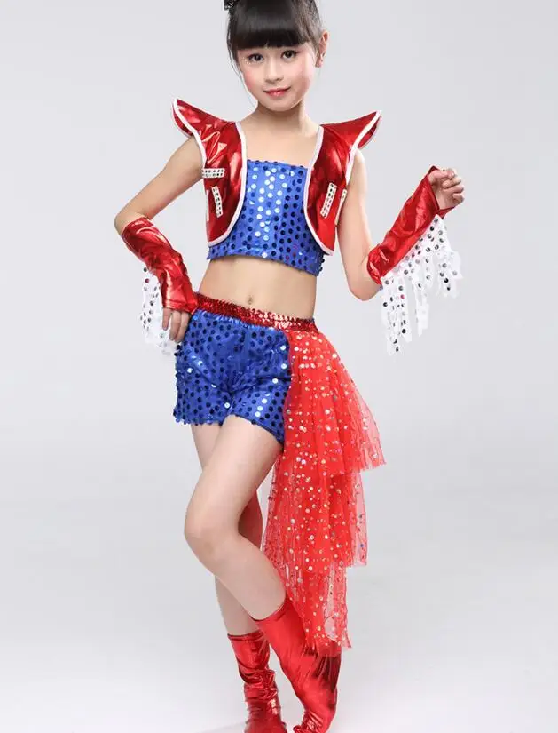 

New Jazz Dance Costumes Suit Children Sequined Costumes Children Jazz Dance Clothing