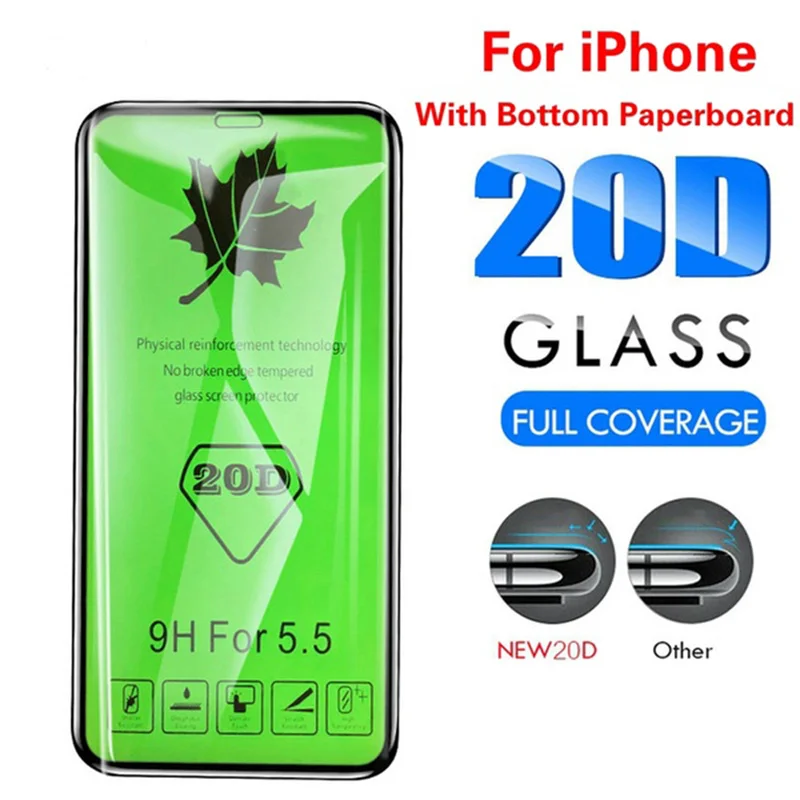 20D закругленные края полное покрытие Защитное стекло для iphone 7 8 6 6S Plus закаленное защитное стекло для iphone X XR XS Max стеклянная пленка