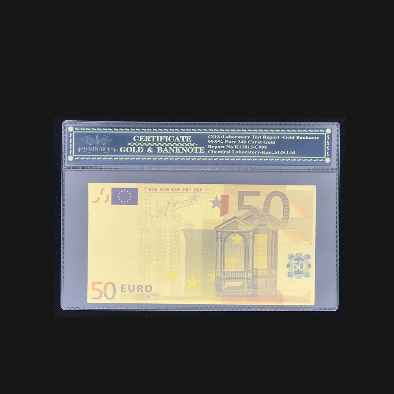 Позолоченные Подарки для цветных банкнот 50 евро банкноты поддельные Moeny с COA