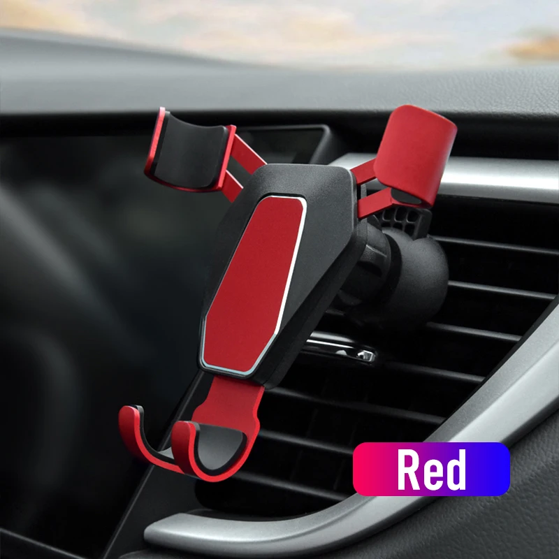 red Автомобильный держатель для телефона, автомобильные аксессуары, магнитный гравитационный кронштейн, алюминиевый сплав, автомобильная воздушная розетка, зажим, телефон, gps, подставка, поддержка, универсальный - Название цвета: red