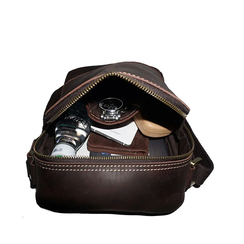 Кожаная мужская сумка AETOO повседневная мессенджер винтажная на плечо нагрудная