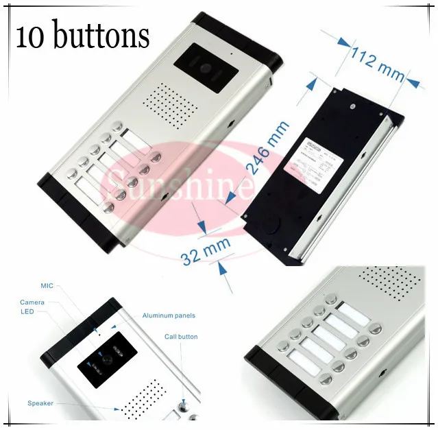 Наружная камера CCD объектив наружный блок видео домофон системы с 10 кнопками для