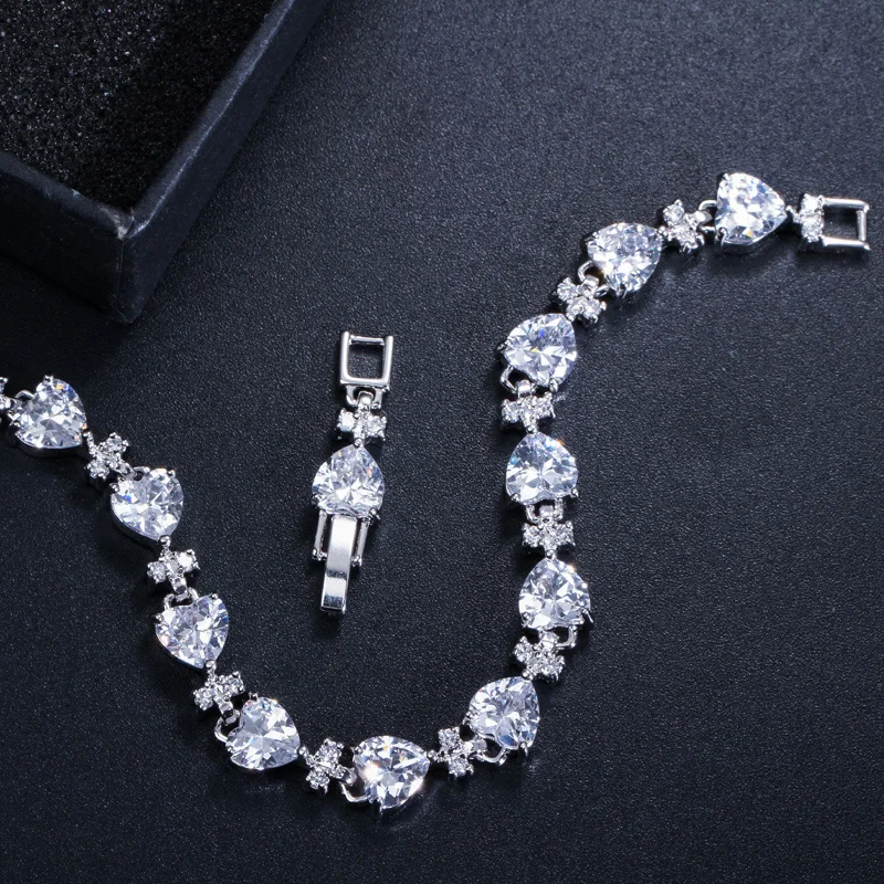 Женский браслет с фианитом в форме сердца|party bracelet|bracelet braceletsterling silver jewelry |