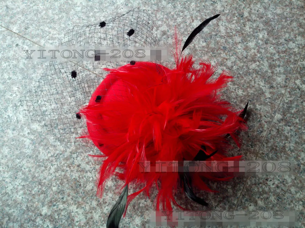 

High Quality Feather Hair Clip Cap Decorative Feather Satin Fascinator Hair Clip Cocktail Hat foe Wedding Party Decoration