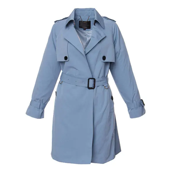 Sky blue AORRYVLA, новинка, повседневный женский плащ, осень, отложной воротник, пуговицы, карманы, открытая строчка, с поясом, прямое пальто, горячая распродажа - Цвет: Sky blue