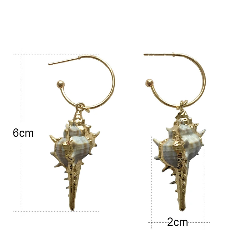 Модные золотые серьги Cowrie Shell для женщин длинные подвески из ракушек ювелирные