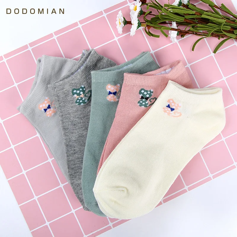 5 пар/лот хлопковые носки Женские однотонные тапочки летние женские забавные