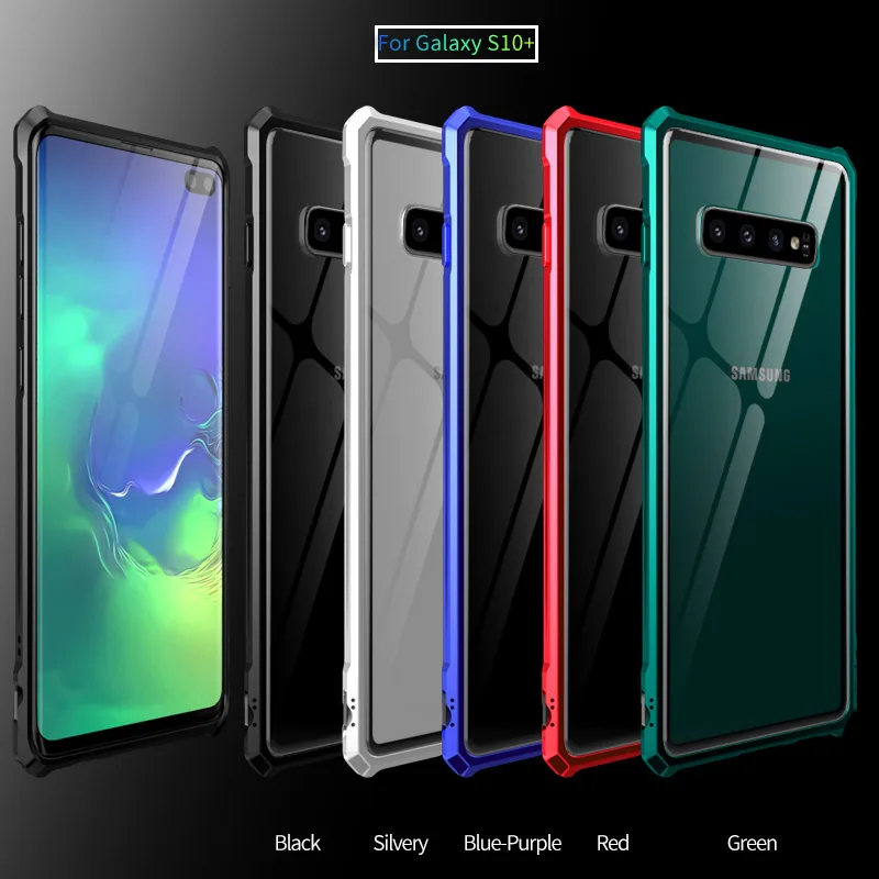 Luxury Tempered Glass Case For Samsung Galaxy S10 Aluminum Metal Frame Bumper Protection Cover Plus S10E | Мобильные телефоны и