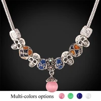 pendants necklace for women tibetan silver color natural opal european charms diy jewelry brand statement necklace n869