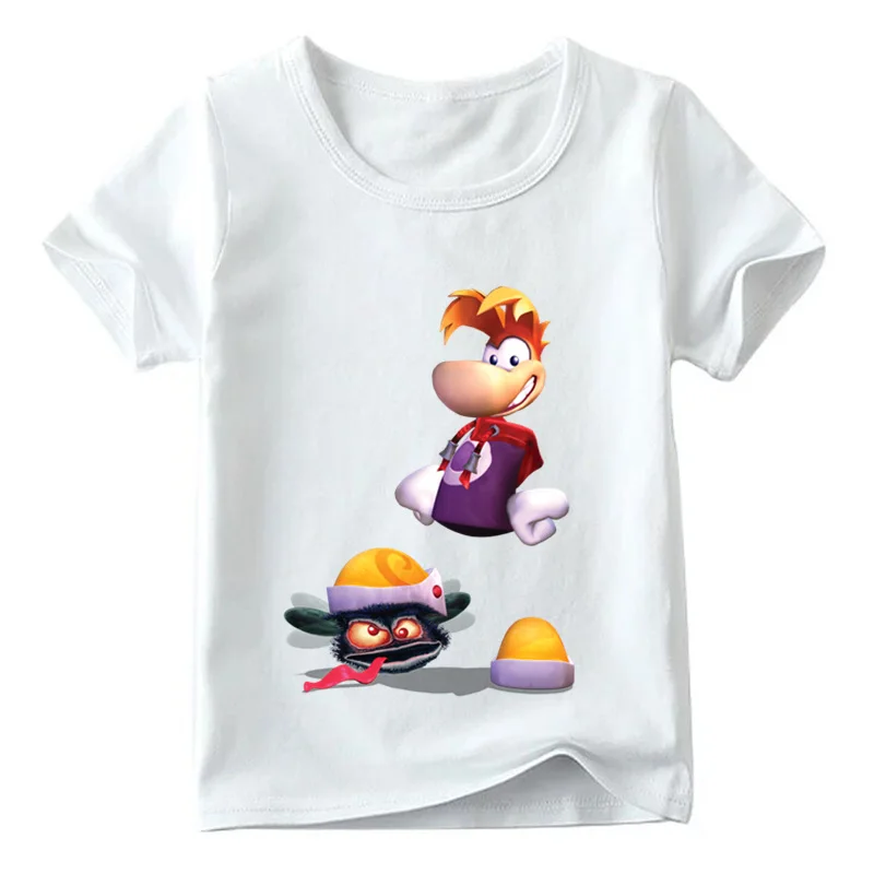 White G Детская футболка с принтом из мультфильма «Rayman Legends adventures» летняя белая футболка для маленьких девочек Повседневная забавная Одежда для мальчиков ooo5204 - Цвет: White G